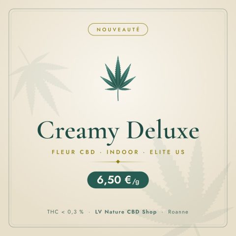 Creamy Deluxe, fleur CBD indoor Elite US à 6,50 €/g - LV Nature CBD Shop Roanne