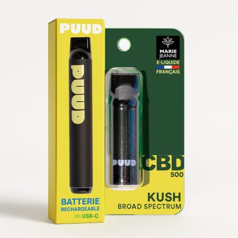 Pod CBD PUUD Kush 500 mg – kit batterie et cartouche broad spectrum