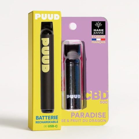 Pod CBD PUUD Paradise 500 mg – kit batterie et cartouche fraise fruit du dragon